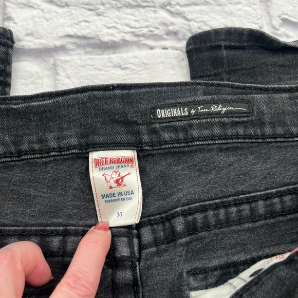 True Religion Ricky Mens Black Denim Jeans Size 36 Made in USA Straight Leg - Picture 3 of 11